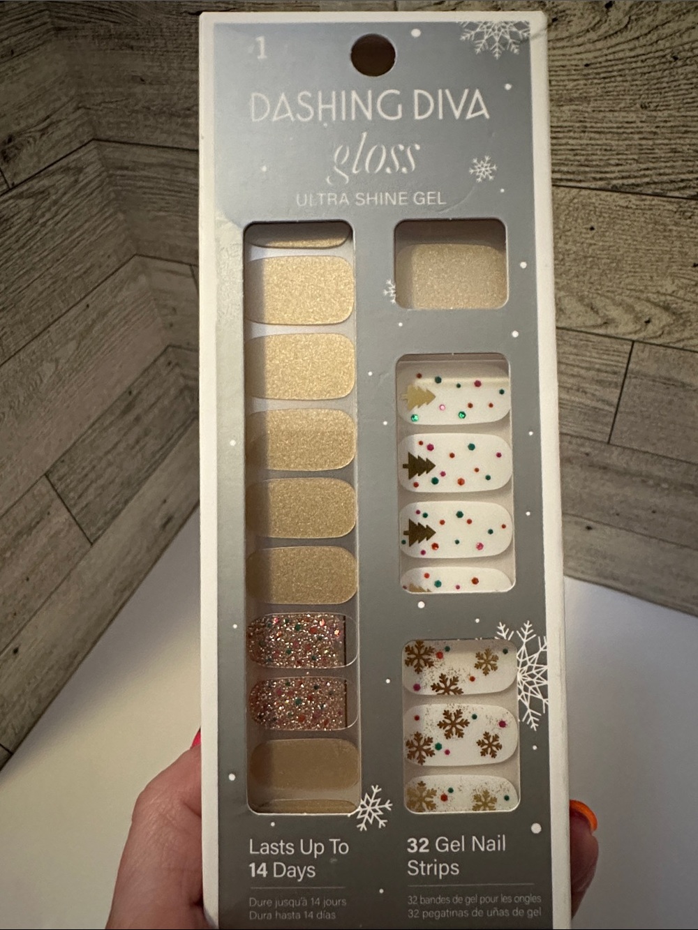 DASHING DIVA Gloss Gel Nail Strips - Slay Bells White, Gold & Glitter